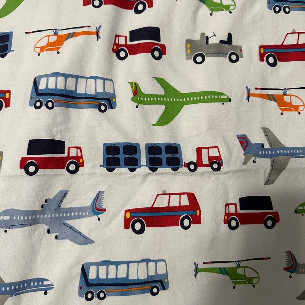 Pottery Barn Kids Multi-Color Transport Vehicles Twin Sheet Set